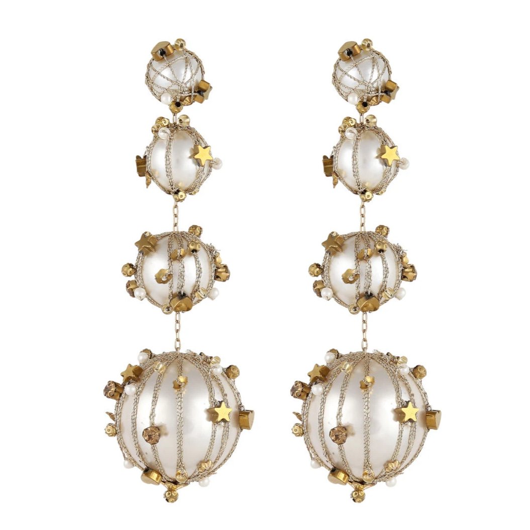 Deepa by Deepa Gurnani Handmade Czar Earrings Ivory