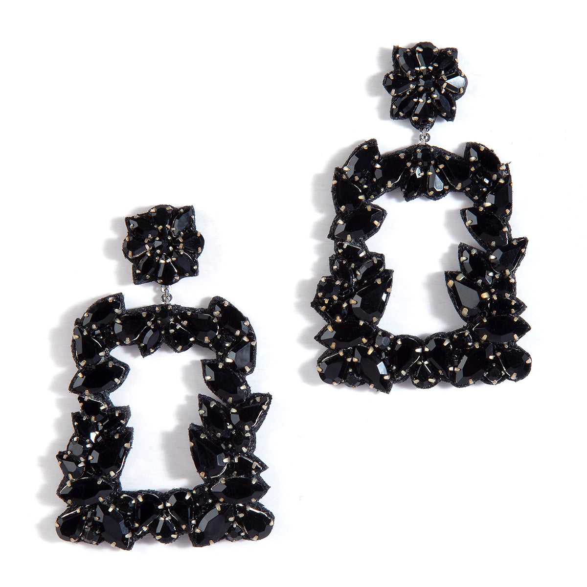 Handmade black crystal earrings