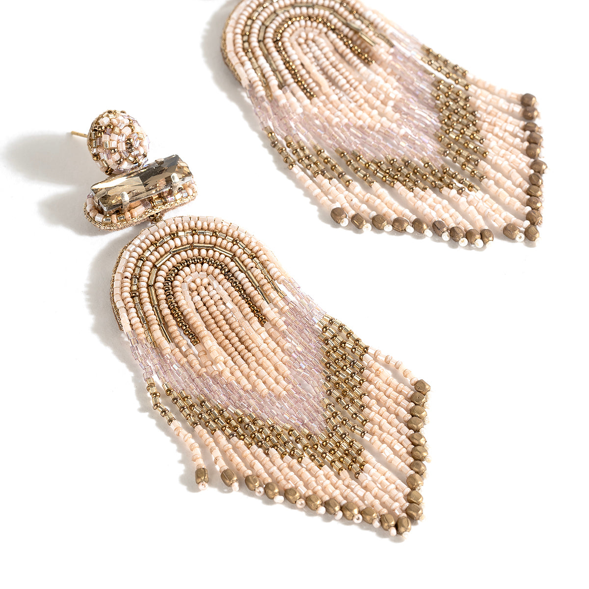 Detail of Deepa By Deepa Gurnani handmade Ishani Earrings in champagne color