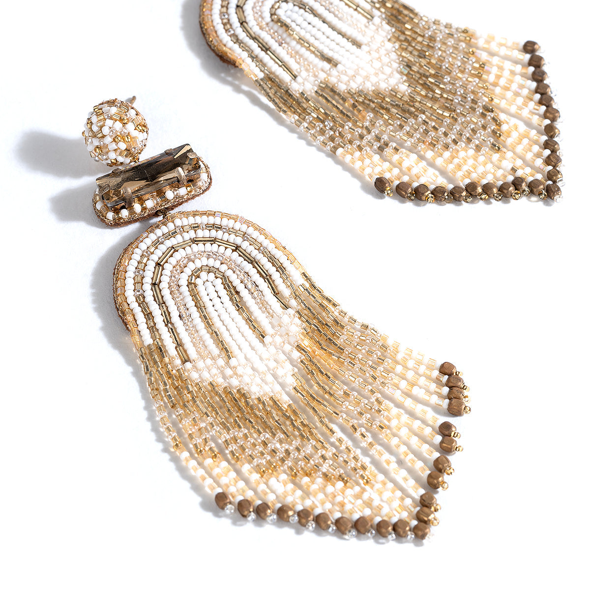 Detail of Deepa By Deepa Gurnani handmade Ishani Earrings in ivory color