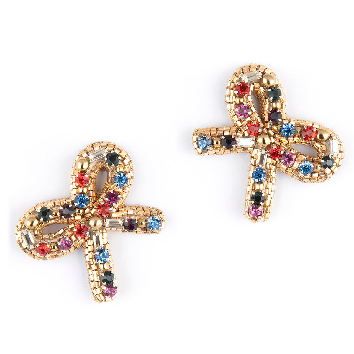 Deepa by Deepa Gurnani bow design Handmade Elsa Earrings multi color