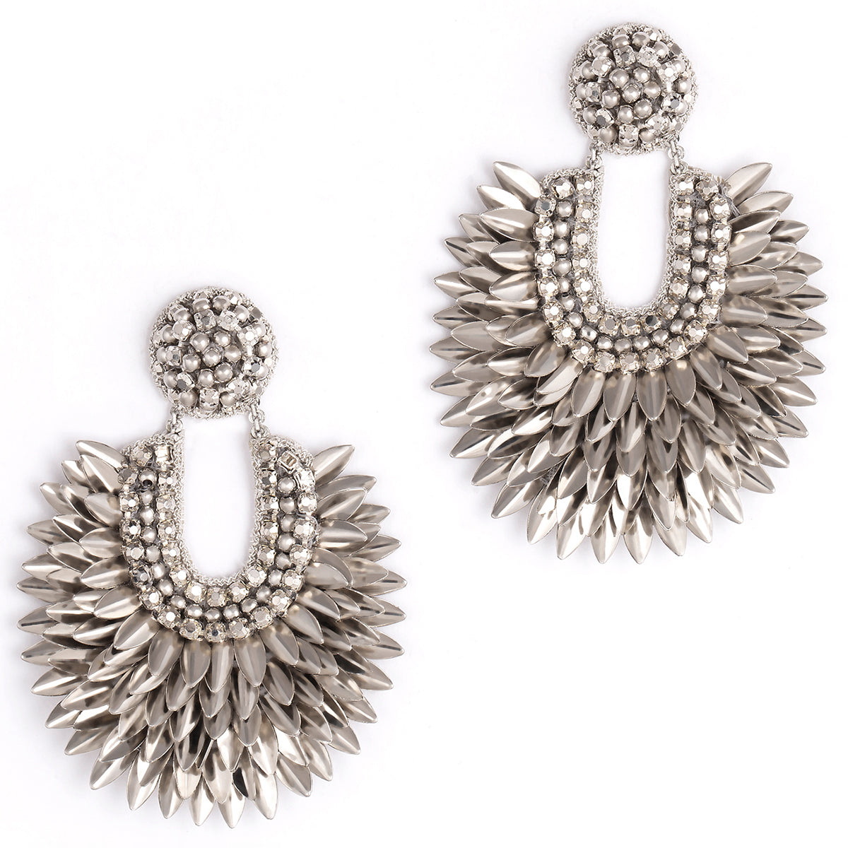 Handmade Deepa by Deepa Gurnani Silver color Posha Earrings