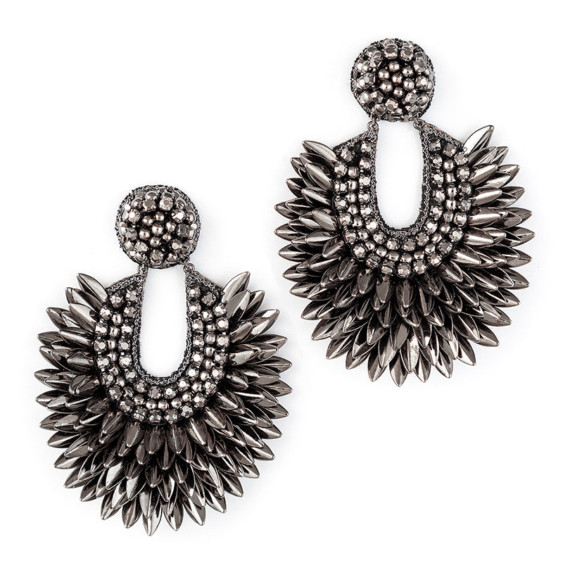 Handmade Deepa by Deepa Gurnani Gunmetal color Posha Earrings