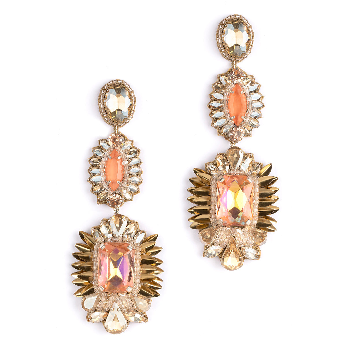 Deepa by Deepa Gurnani Handmade Klara Earrings in Peach color