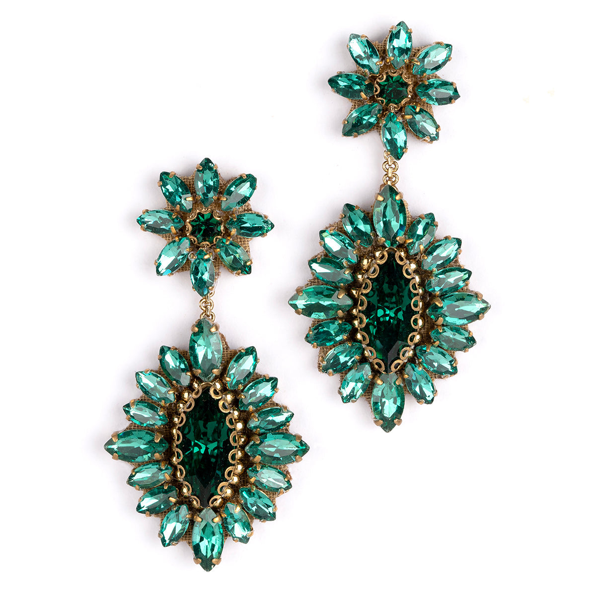 Deepa by Deepa Gurnani Handmade Alianah Earrings in Emerald color