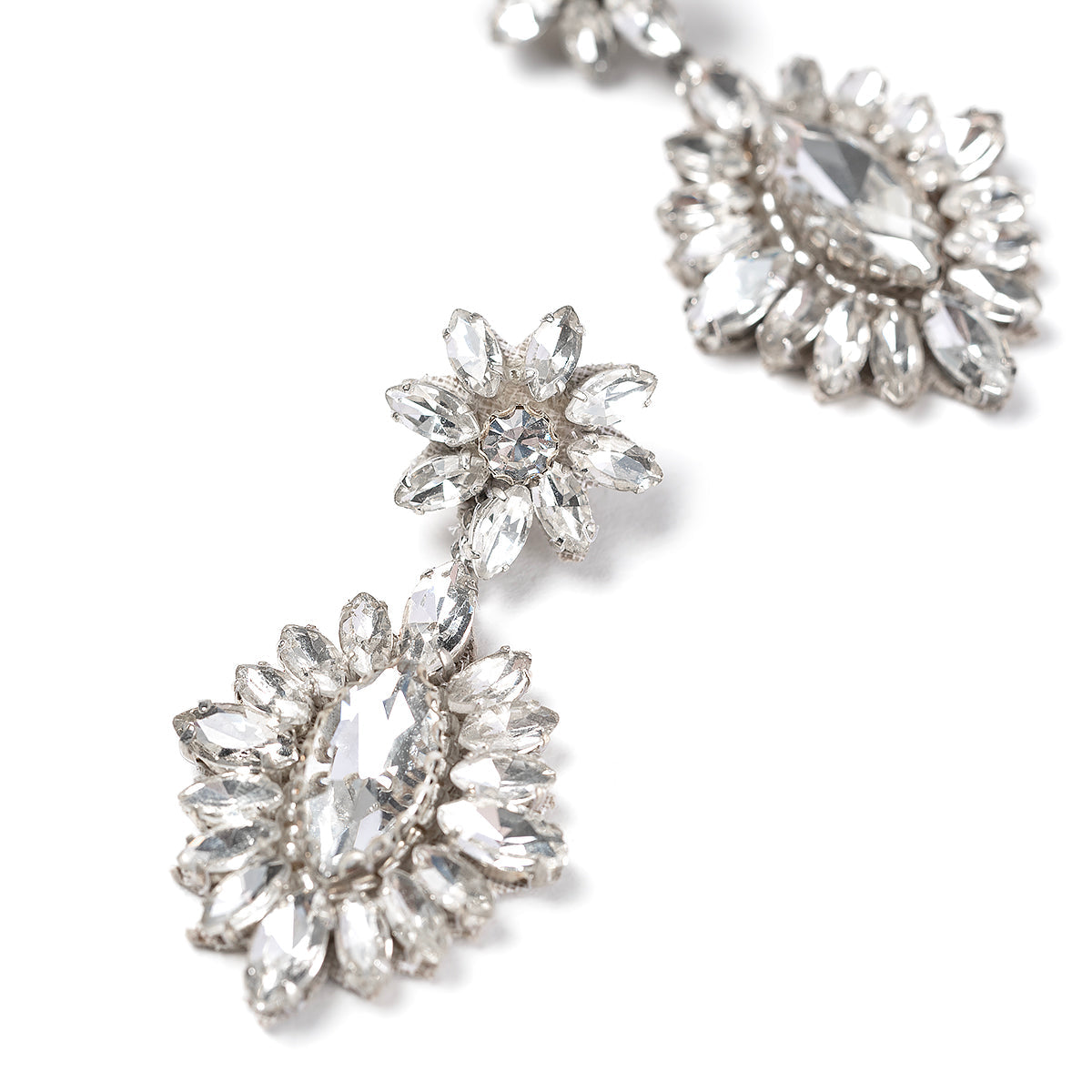 Detail of Deepa By Deepa Gurnani handmade Alianah Earrings in silver color