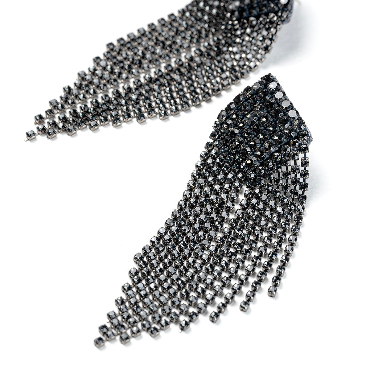 Detail of Deepa By Deepa Gurnani handmade Niomi Earrings in gunmetal color