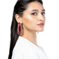 Model wearing Deepa by Deepa Gurnani Handmade Eliana Earrings in Fuchsia color