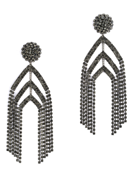 Deepa by Deepa Gurnani Handmade Corina Earrings in Gunmetal color