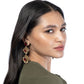 Model wearing Deepa by Deepa Gurnani Handmade Julia Earrings in Ruby color