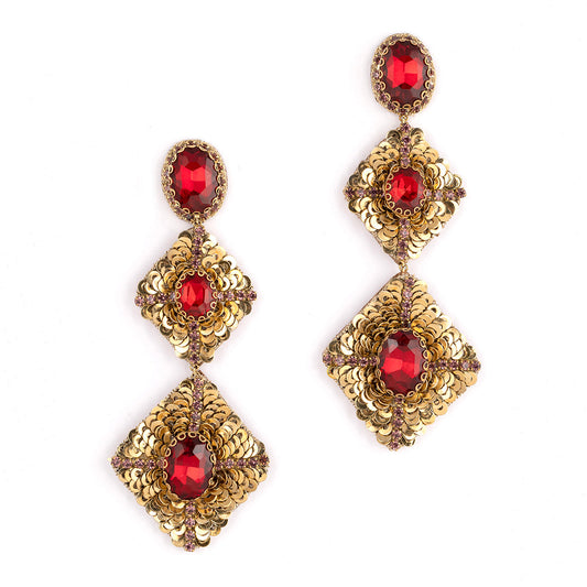 Deepa by Deepa Gurnani Handmade Julia Earrings in Ruby color