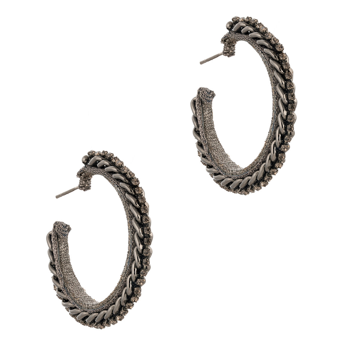 Deepa by Deepa Gurnani Handmade Elena Earrings in Gunmetal color