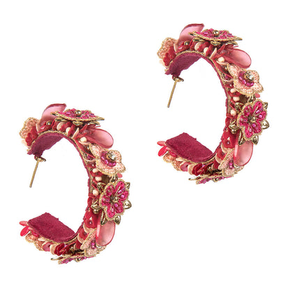 Deepa By Deepa Gurnani handmade Arnie Earrings in fuchsia color