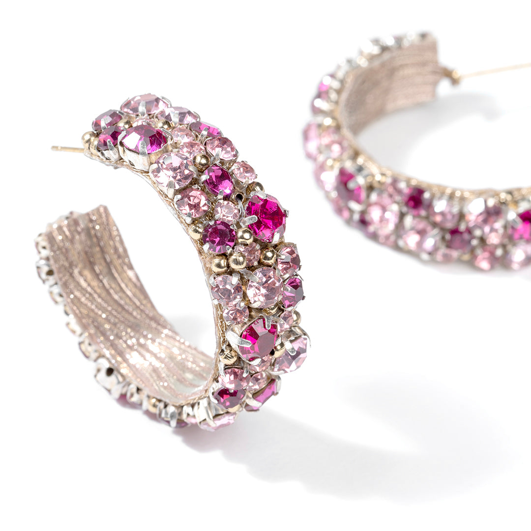 Detail of Deepa By Deepa Gurnani handmade Adelpha Earrings in fuchsia color