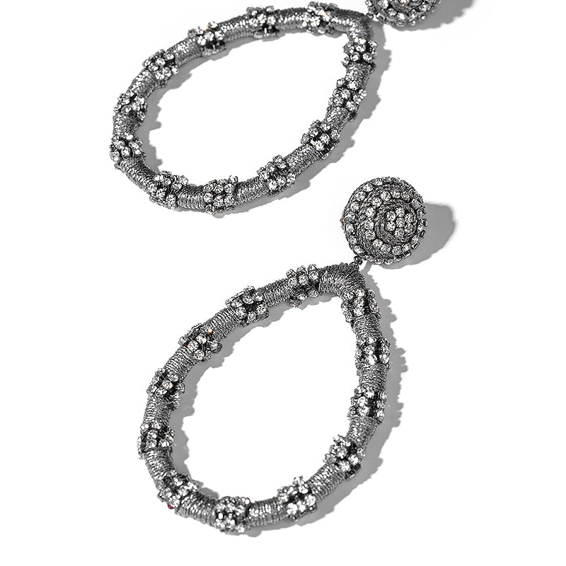 Detail of Deepa By Deepa Gurnani Jackie Earrings Gunmetal Color