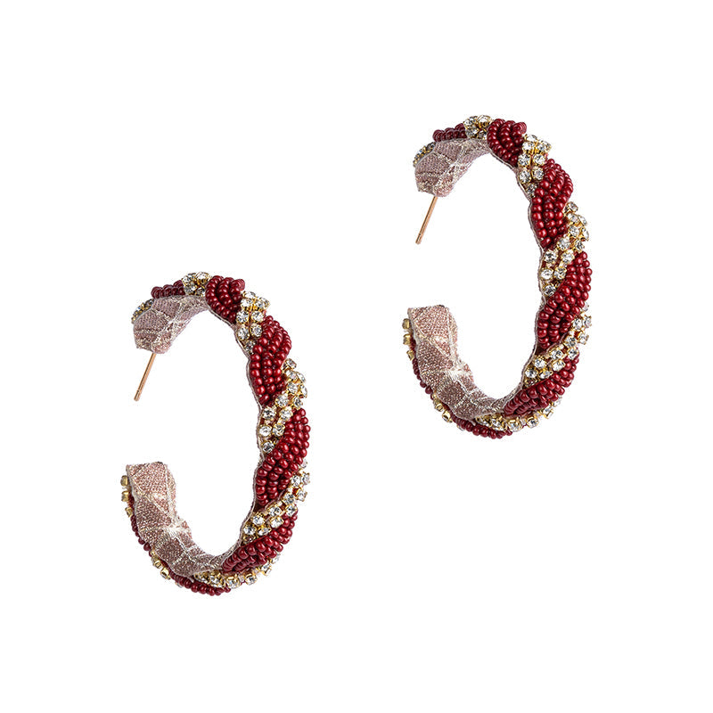 Deepa By Deepa Gurnani Doris Earrings Maroon Color