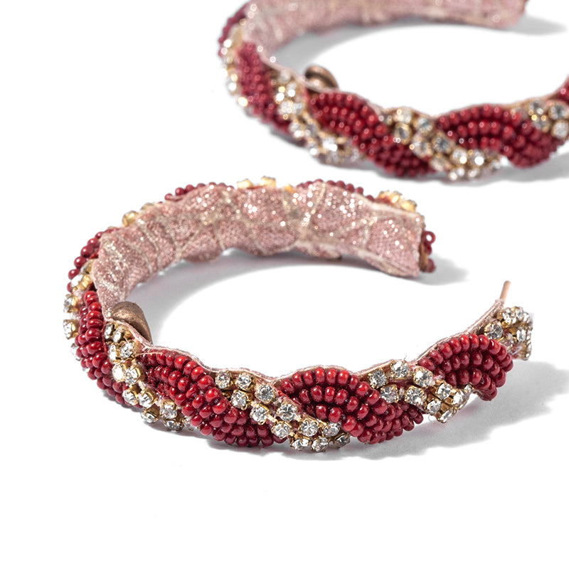 Detail of Deepa By Deepa Gurnani Doris Earrings Maroon Color