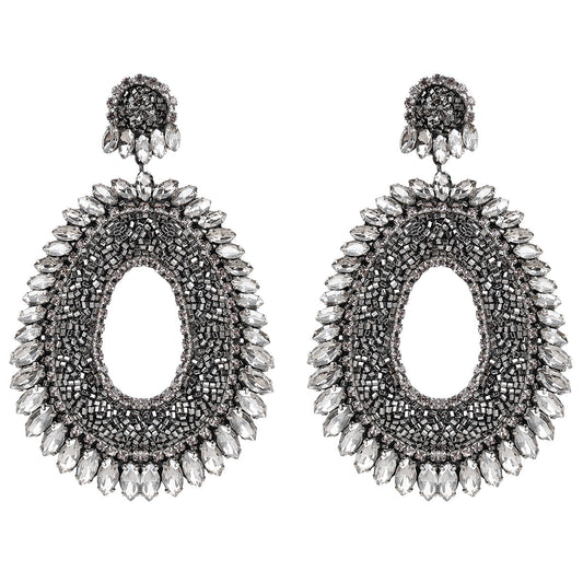 Deepa Gurnani Handmade Kiki Earrings in Gunmetal