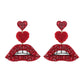 Handmade Luscious crystal red lip earrings by Deepa Gurnani