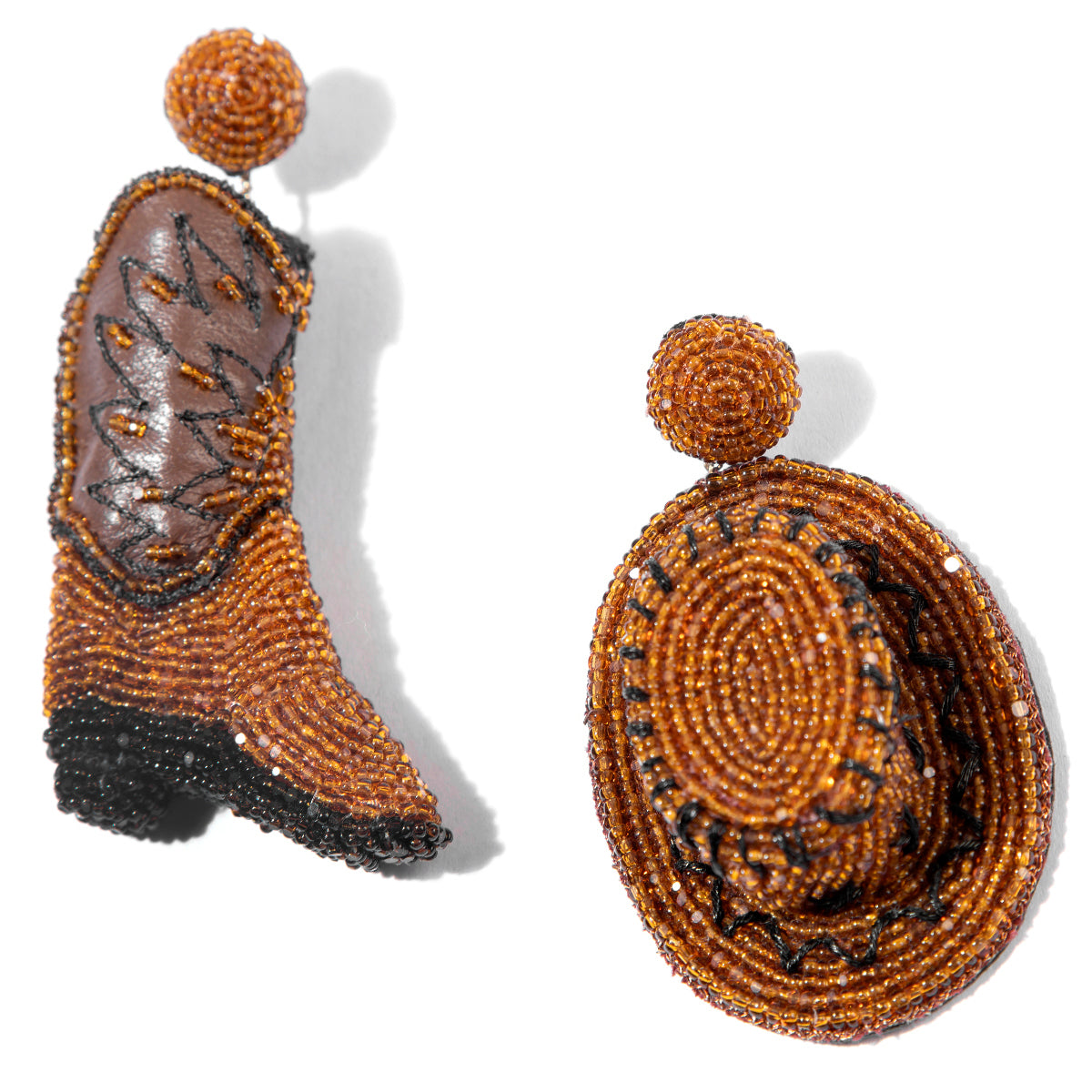 Detail Of Deepa Gurnani Handmade Cowboy Earrings In Brown