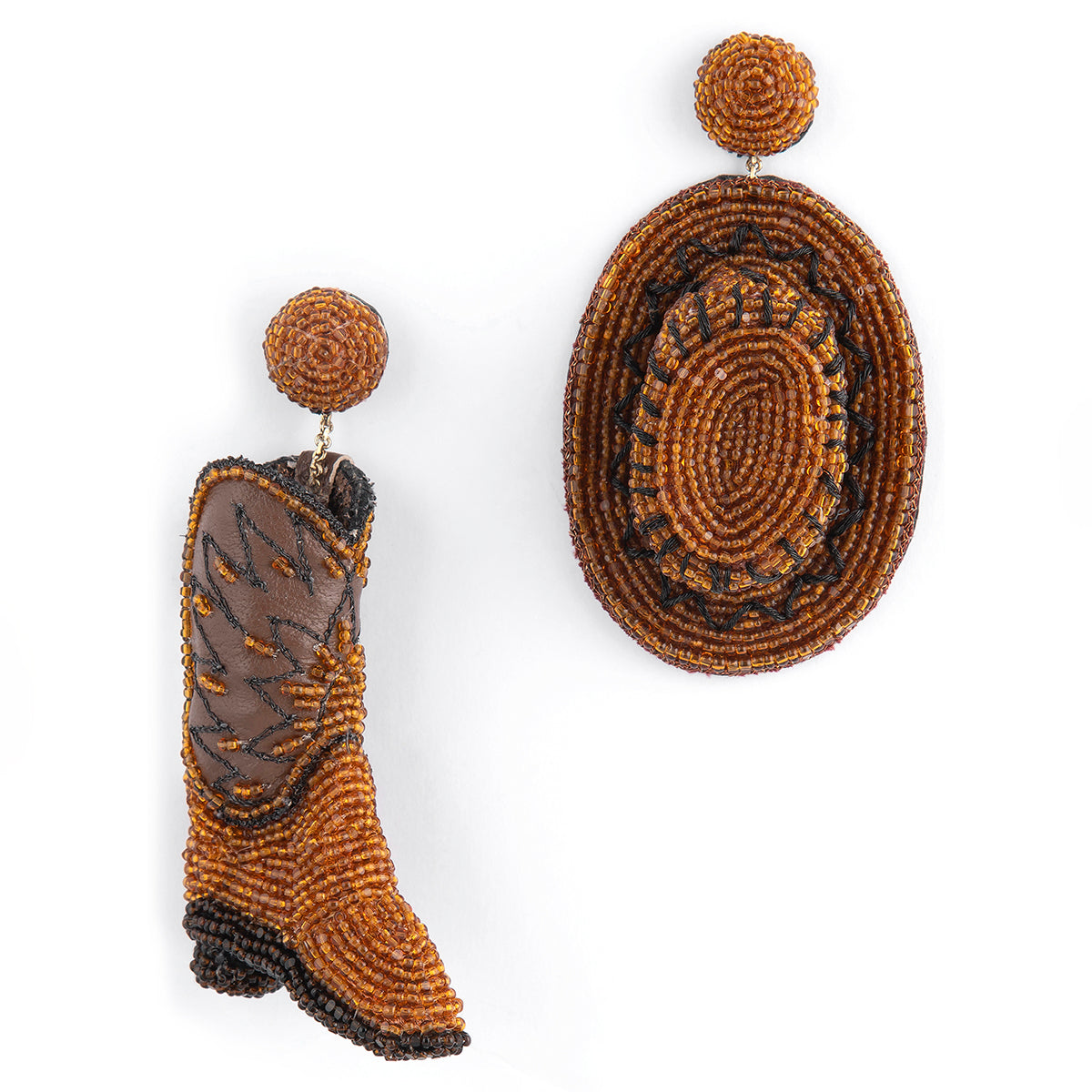 Deepa Gurnani Handmade Cowboy Earrings In Brown