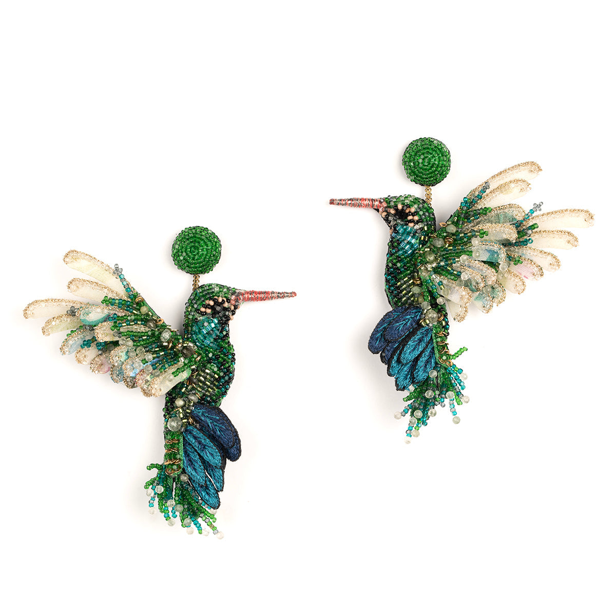 Deepa Gurnani Handmade Green Hummingbird Earrings