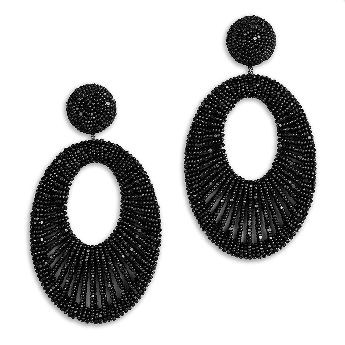 Deepa Gurnani Handmade Cypress Earrings in Black color