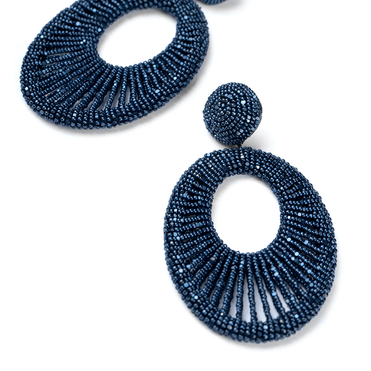 Detail of Deepa Gurnani Handmade Cypress Earrings in Navy color