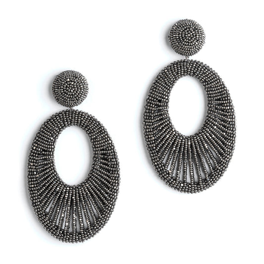 Deepa Gurnani Handmade Cypress Earrings in Gunmetal color