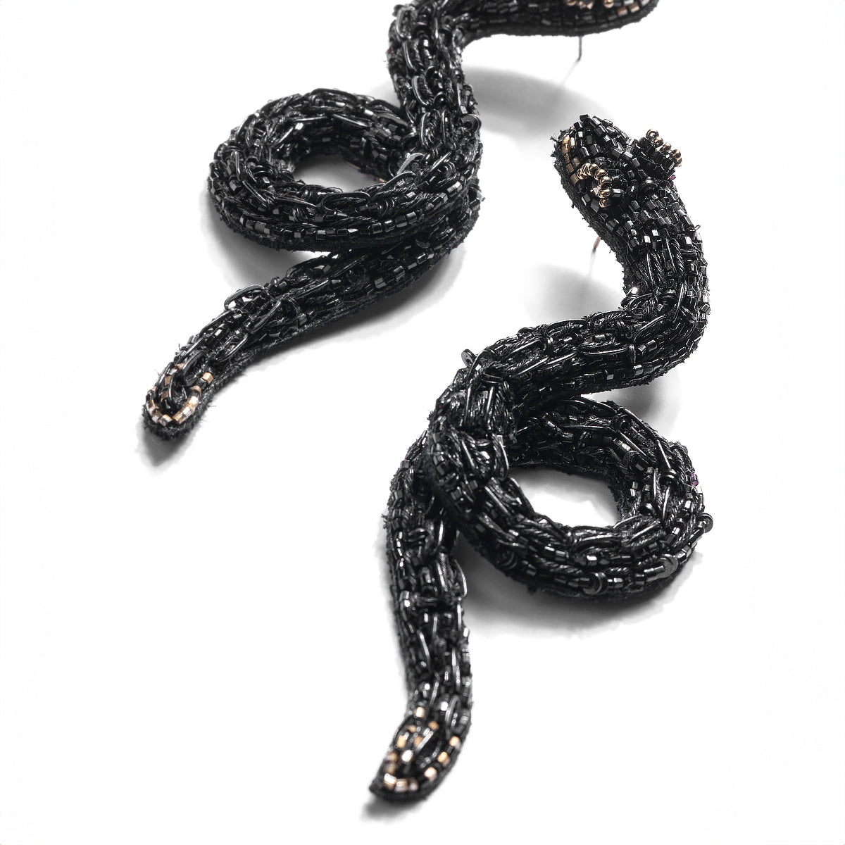 Detail of Deepa Gurnani handmade the Boa earrings in black color