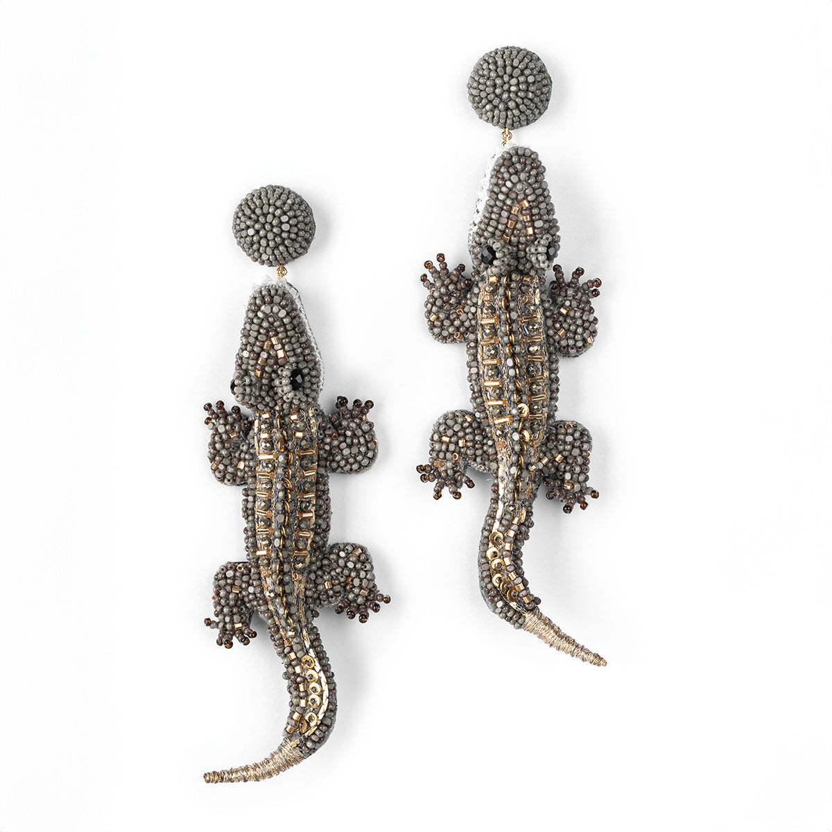 Deepa Gurnani handmade the Alligator earrings in olive color