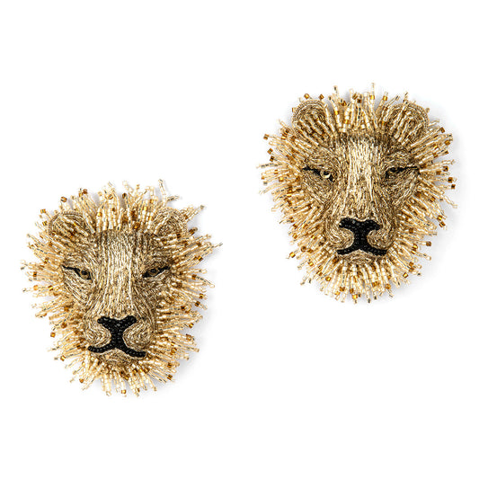 Deepa Gurnani handmade the Lion earrings in gold color