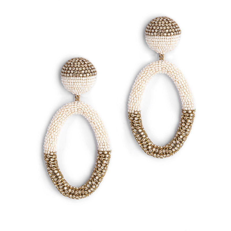 Deepa Gurnani handmade Lorette Earrings in Ivory color