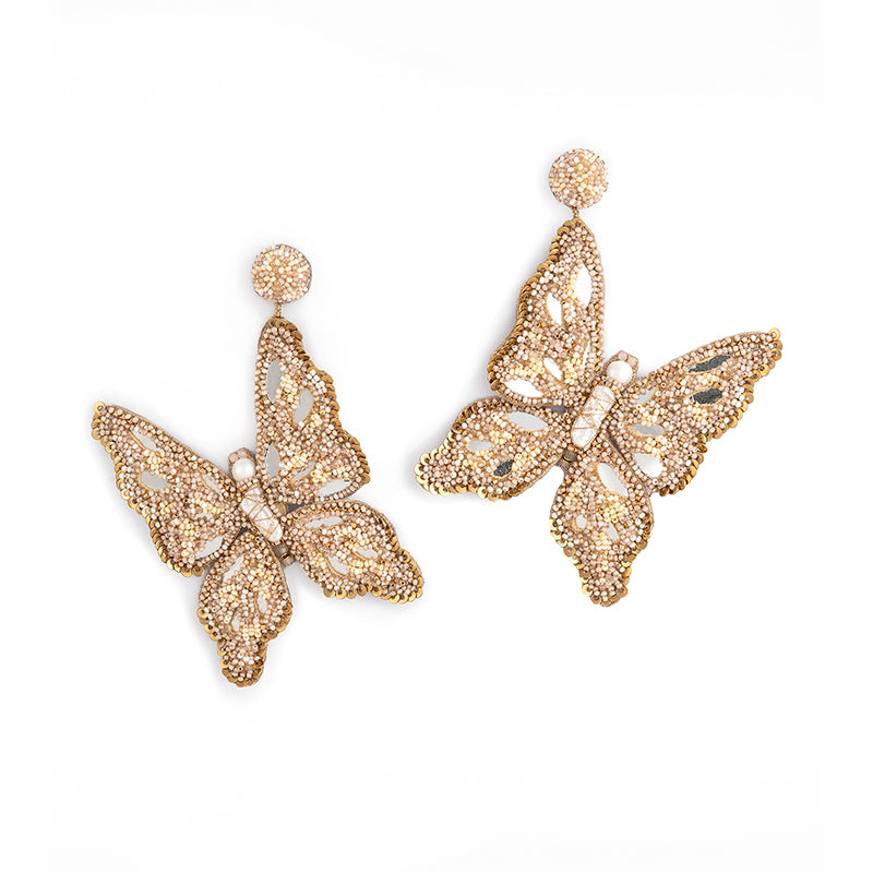 Deepa Gurnani Handmade Bruna Earrings in Beige color