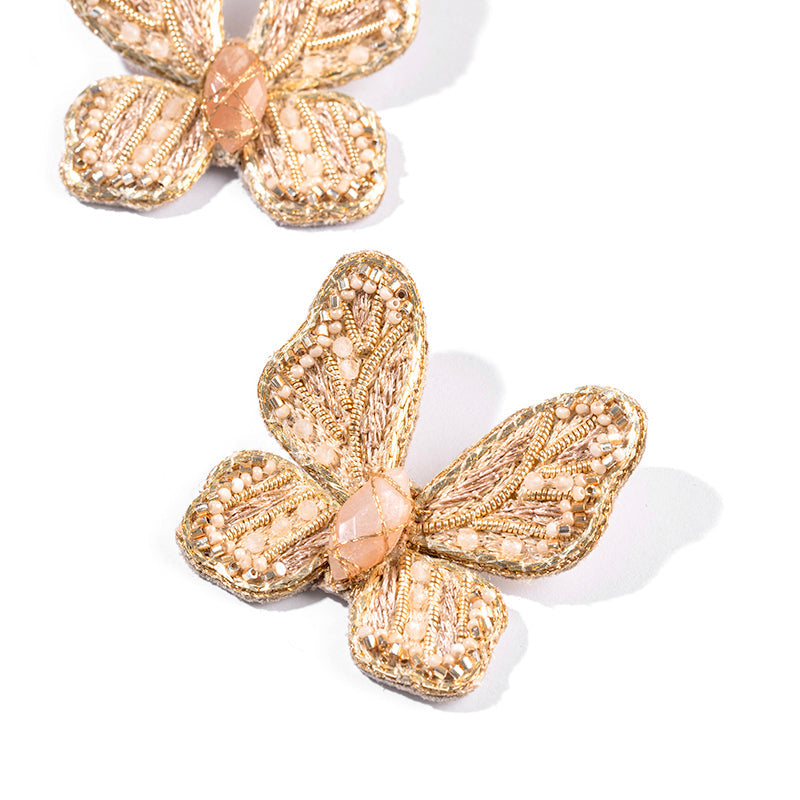 Detail of Deepa Gurnani Handmade Abel Earrings in Beige color