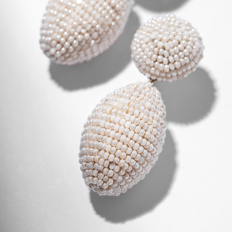 Detail Of Deepa Gurnani handmade Lashana Earrings in Ivory color