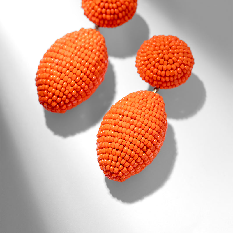 Detail Of Deepa Gurnani handmade Lashana Earrings in Orange color