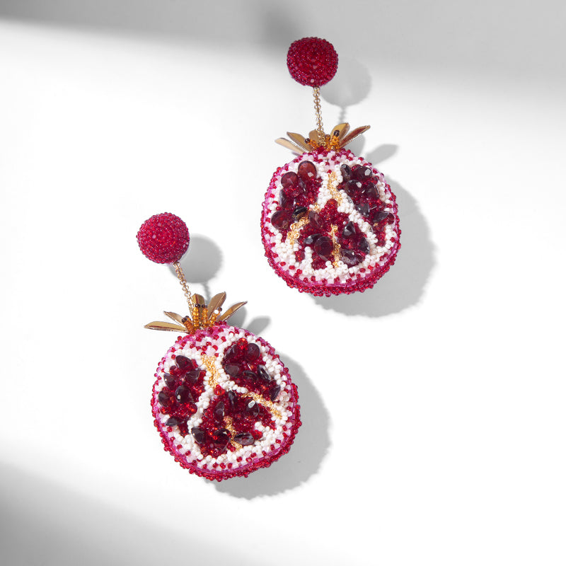 Deepa Gurnani handmade Pomegranate Earrings in Red color