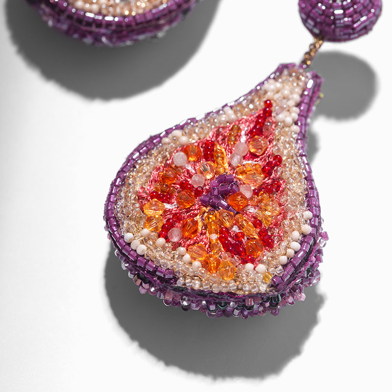 Detail Of Deepa Gurnani handmade Fig Earrings in Purple color