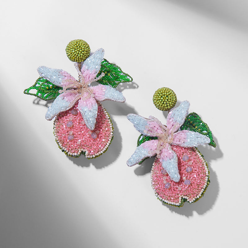 Deepa Gurnani handmade Guava Earrings in Pink color