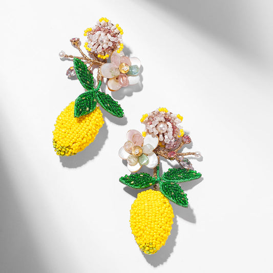 Deepa Gurnani handmade Lemon Earrings in Yellow color