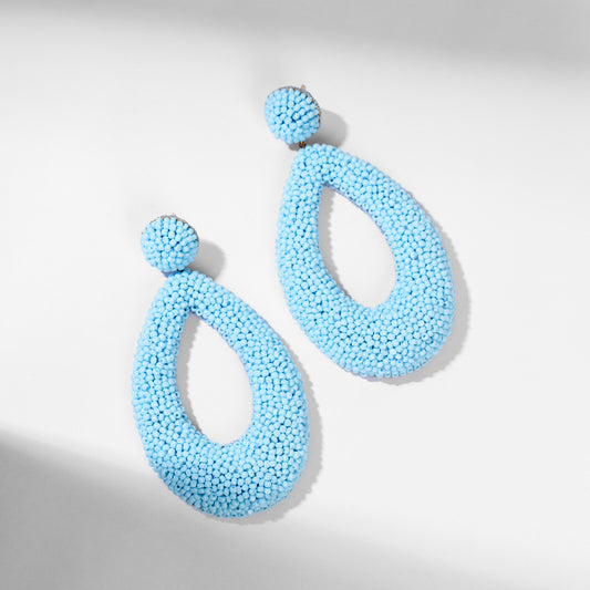 Detail Of Deepa Gurnani handmade Meryl Earrings in Baby Blue color