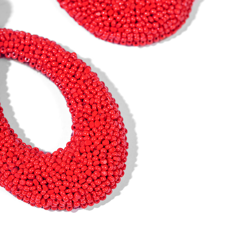 Detail Of Deepa Gurnani handmade Meryl Earrings in Red color