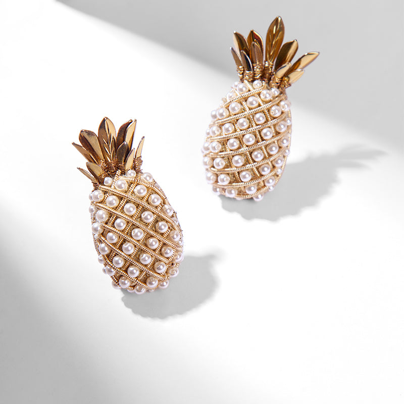 Deepa Gurnani handmade Pineapple Earrings in Gold color