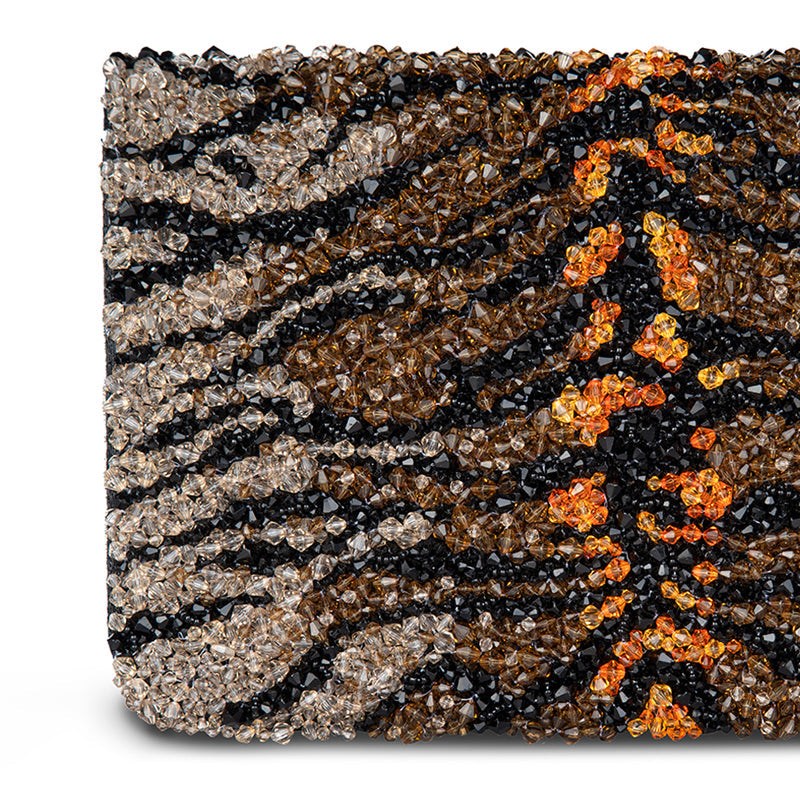 Detail Of Deepa Gurnani Handmade Helga Clutch in Brown color