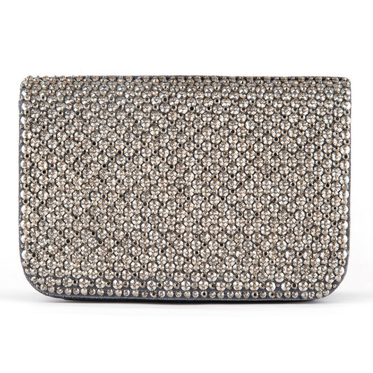 Deepa Gurnani Handmade Aime Clutch In Gunmetal Color