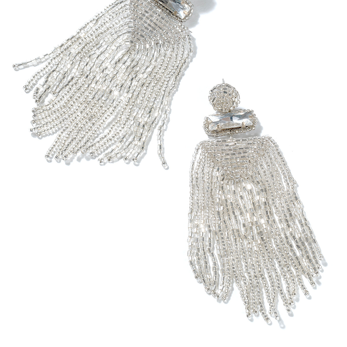 Detail of Deepa By Deepa Gurnani handmade Jody Earrings in silver color