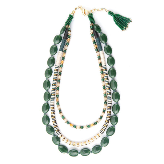 Deepa by Deepa Gurnani Handmade Jaelyn Necklace in Emerald color