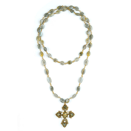 Deepa Gurnani Handmade Ethelda Necklace in Labradorite color