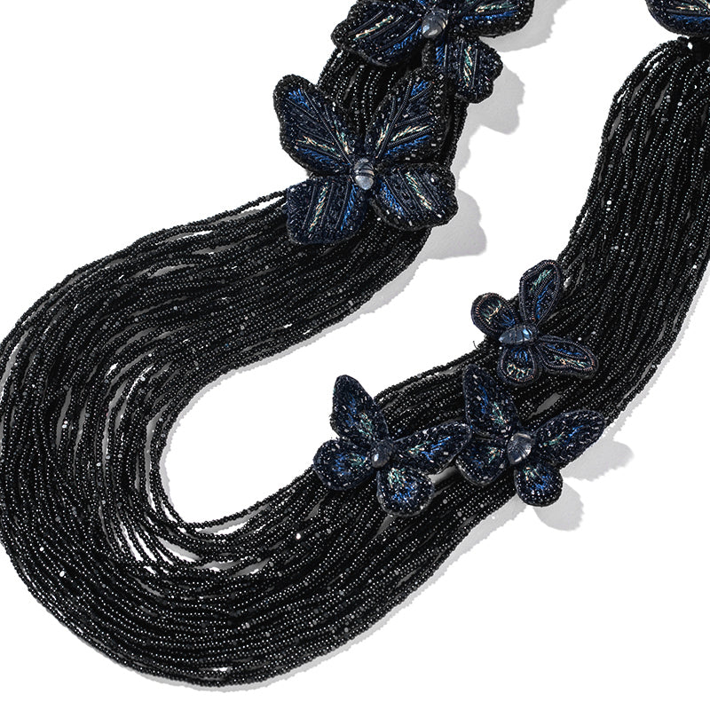 Detail of Deepa Gurnani Handmade Black Atlas Necklace